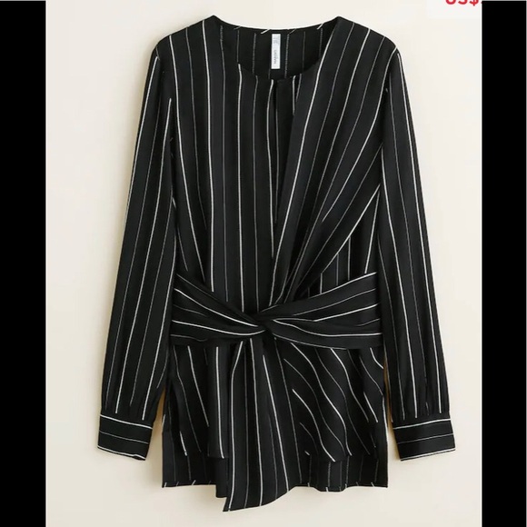 Mango Striped bow blouse - Picture 4 of 8